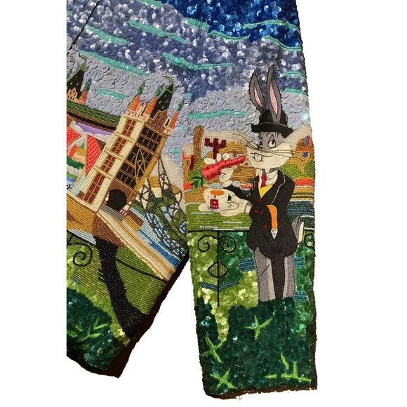 RARE Vintage Jeanette Kastenberg Beaded Sequin Bugs Bunny Jacket c1990s - Picture 6 of 16